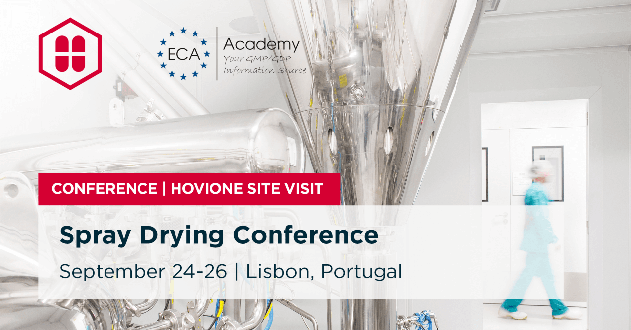 The ECA Conference in Spray Drying takes place in Lisbon, Portugal, September 24-26. Register today