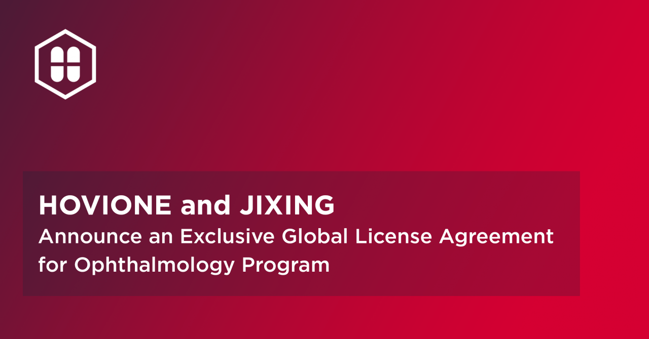 Hovione and JIXING Agreement